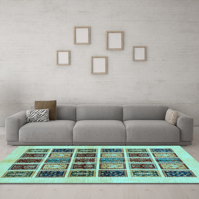 Machine Washable Abstract Light Blue Modern Rug in a Living Room, wshabs677lblu