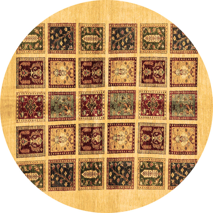 Round Abstract Brown Modern Rug, abs677brn