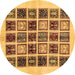 Round Abstract Brown Modern Rug, abs677brn