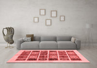 Machine Washable Abstract Red Modern Rug, wshabs677red