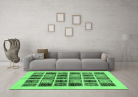 Machine Washable Abstract Emerald Green Modern Rug, wshabs677emgrn