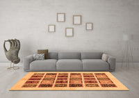 Machine Washable Abstract Orange Modern Rug, wshabs677org