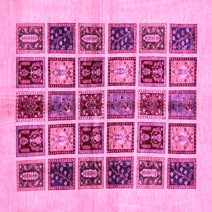 Square Machine Washable Abstract Pink Modern Rug, wshabs677pnk