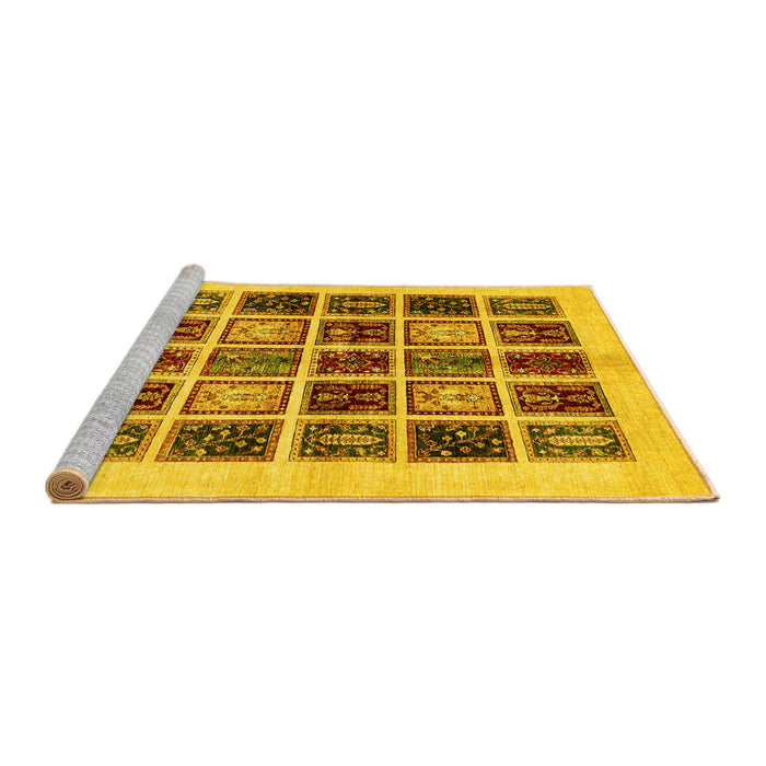 Sideview of Machine Washable Abstract Yellow Modern Rug, wshabs677yw