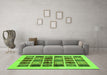 Machine Washable Abstract Green Modern Area Rugs in a Living Room,, wshabs677grn