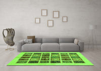 Machine Washable Abstract Green Modern Rug, wshabs677grn