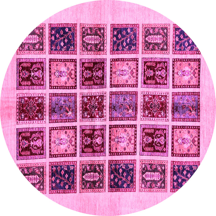 Round Abstract Pink Modern Rug, abs677pnk