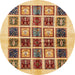 Round Abstract Red Modern Rug, abs677