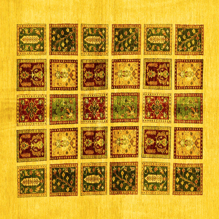 Square Abstract Yellow Modern Rug, abs677yw