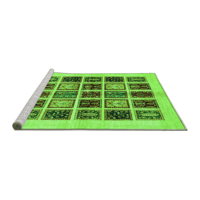 Sideview of Machine Washable Abstract Green Modern Area Rugs, wshabs677grn