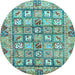 Round Machine Washable Abstract Light Blue Modern Rug, wshabs678lblu