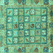 Square Abstract Turquoise Modern Rug, abs678turq