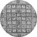 Round Abstract Gray Modern Rug, abs678gry