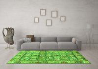 Machine Washable Abstract Green Modern Rug, wshabs678grn