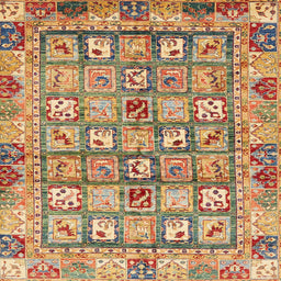 Square Abstract Metallic Gold Modern Rug, abs678