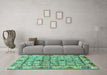 Machine Washable Abstract Turquoise Modern Area Rugs in a Living Room,, wshabs678turq