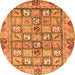 Round Abstract Orange Modern Rug, abs678org