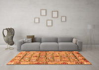 Machine Washable Abstract Orange Modern Rug, wshabs678org