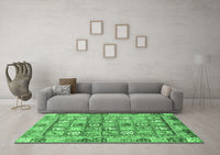 Machine Washable Abstract Emerald Green Modern Rug, wshabs678emgrn