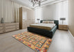 Abstract Metallic Gold Modern Rug in a Bedroom, abs678