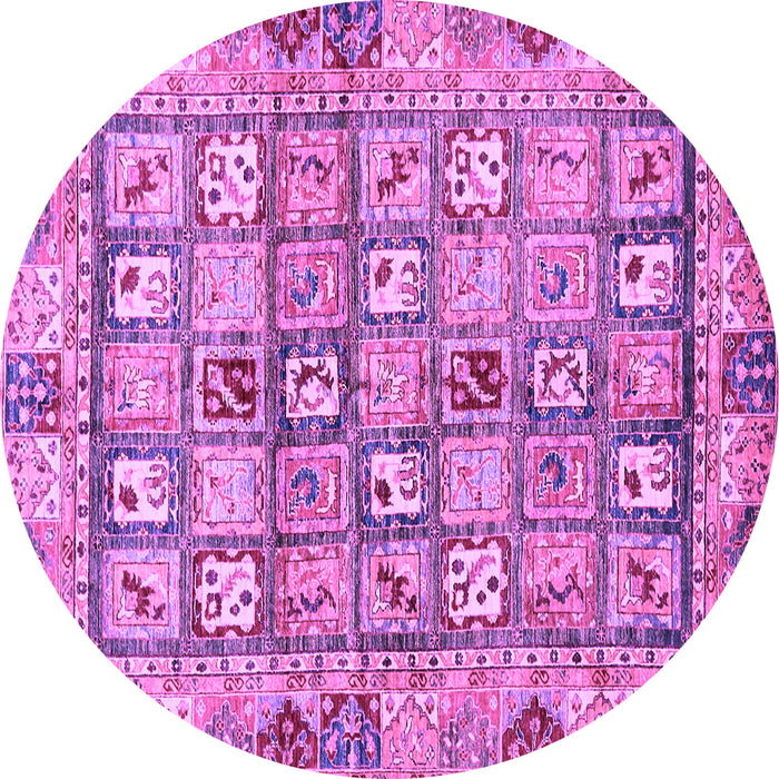 Round Machine Washable Abstract Purple Modern Area Rugs, wshabs678pur