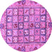 Round Machine Washable Abstract Purple Modern Area Rugs, wshabs678pur