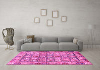 Machine Washable Abstract Pink Modern Rug, wshabs678pnk