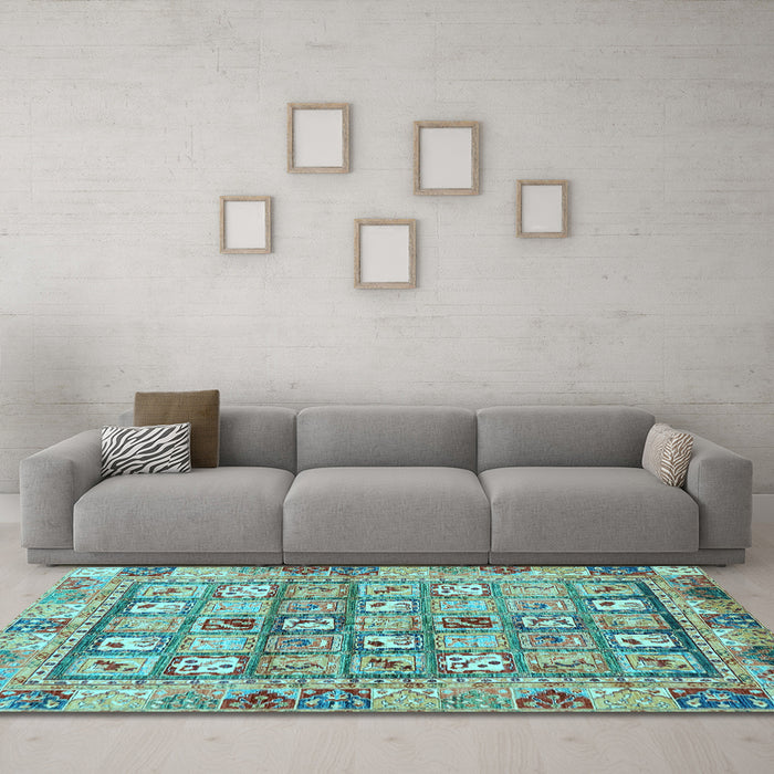 Machine Washable Abstract Light Blue Modern Rug in a Living Room, wshabs678lblu
