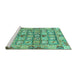 Sideview of Machine Washable Abstract Turquoise Modern Area Rugs, wshabs678turq