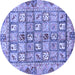 Round Machine Washable Abstract Blue Modern Rug, wshabs678blu