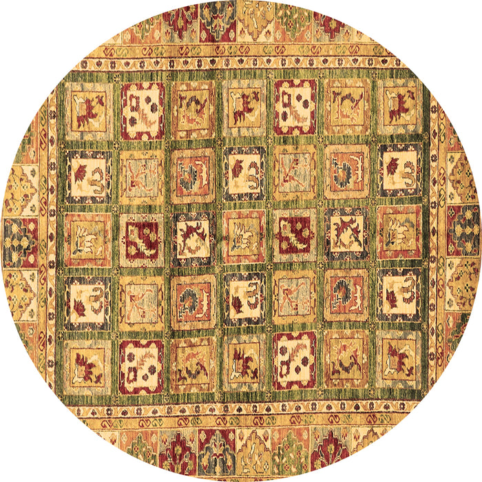 Round Abstract Brown Modern Rug, abs678brn