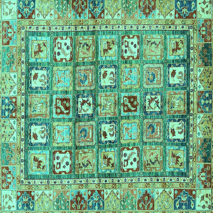 Square Machine Washable Abstract Turquoise Modern Area Rugs, wshabs678turq