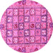 Round Machine Washable Abstract Pink Modern Rug, wshabs678pnk