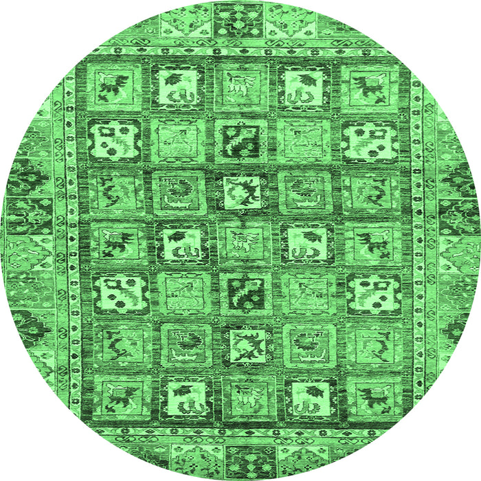 Round Machine Washable Abstract Emerald Green Modern Area Rugs, wshabs678emgrn