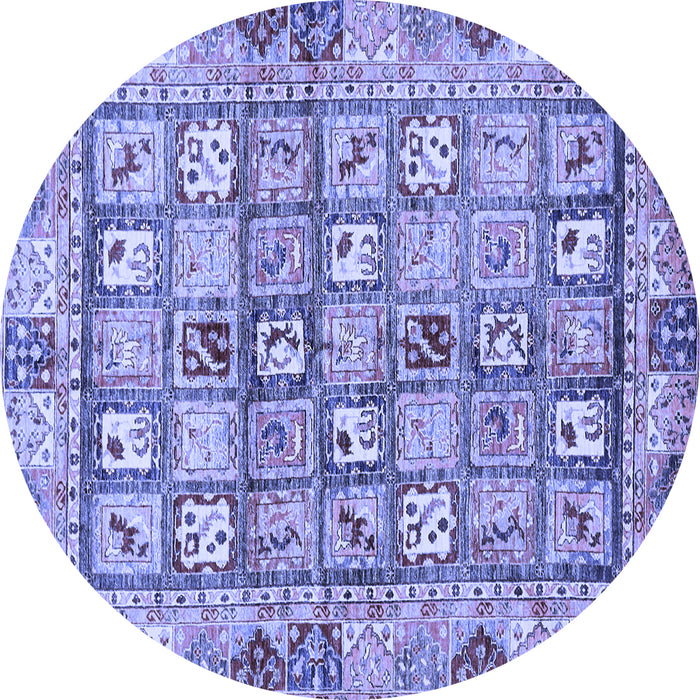 Round Abstract Blue Modern Rug, abs678blu