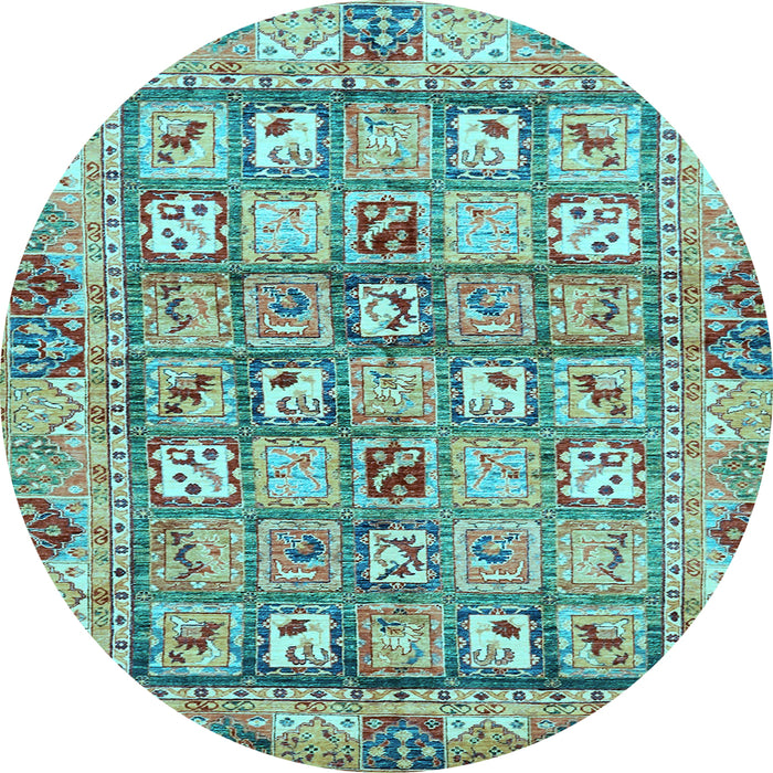 Round Abstract Light Blue Modern Rug, abs678lblu