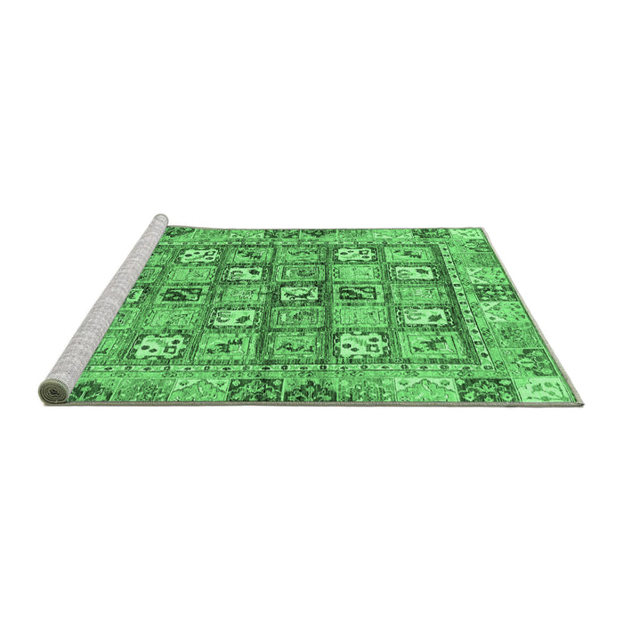Sideview of Machine Washable Abstract Emerald Green Modern Area Rugs, wshabs678emgrn