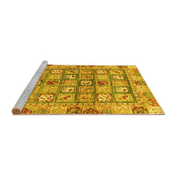 Sideview of Machine Washable Abstract Yellow Modern Rug, wshabs678yw