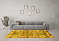 Machine Washable Abstract Yellow Modern Rug, wshabs678yw