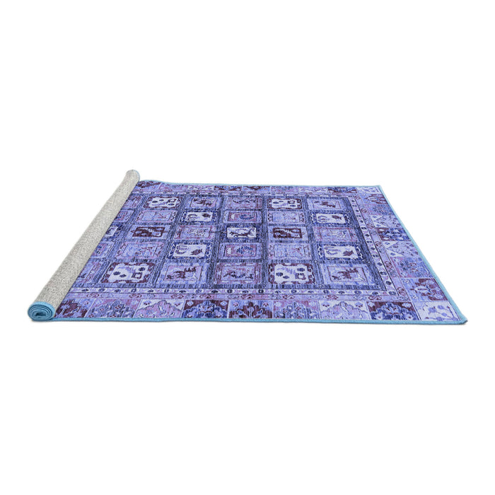 Sideview of Machine Washable Abstract Blue Modern Rug, wshabs678blu