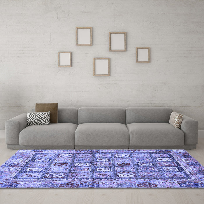 Machine Washable Abstract Blue Modern Rug in a Living Room, wshabs678blu