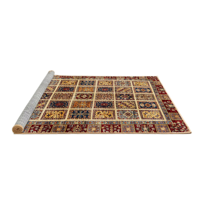 Sideview of Machine Washable Abstract Saffron Red Rug, wshabs679