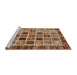 Sideview of Machine Washable Abstract Saffron Red Rug, wshabs679