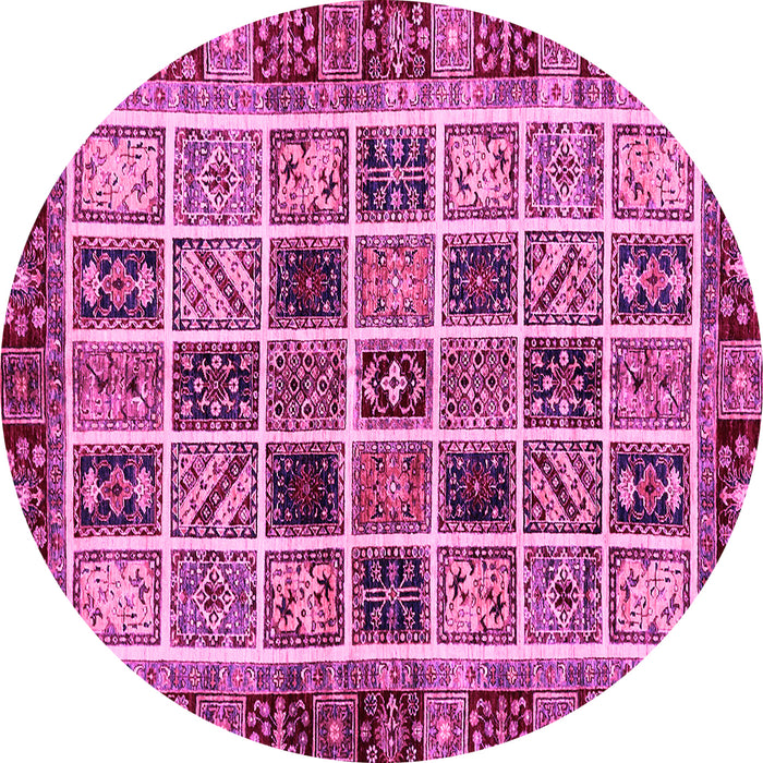Round Abstract Pink Modern Rug, abs679pnk