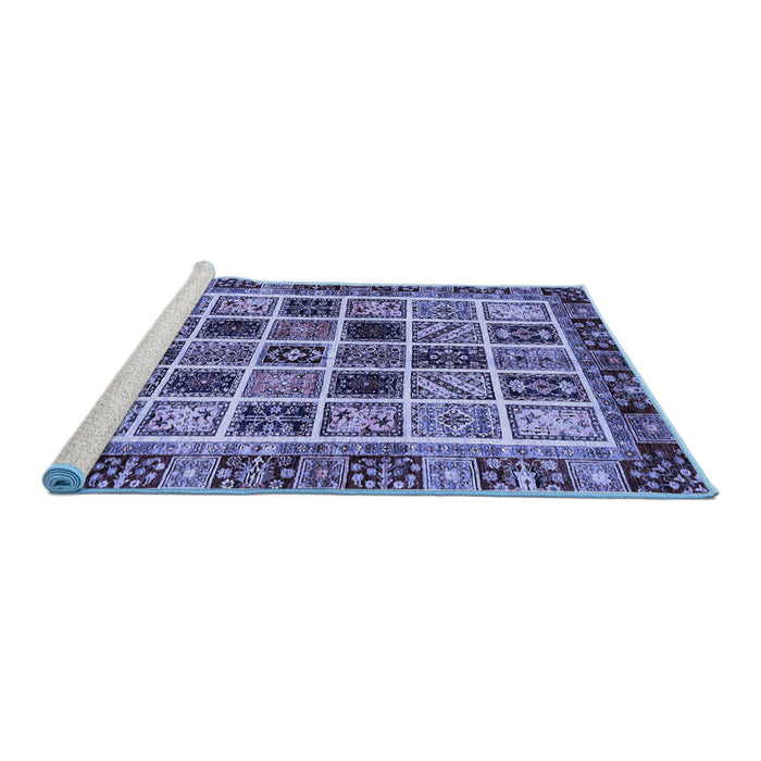 Sideview of Machine Washable Abstract Blue Modern Rug, wshabs679blu