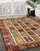 Machine Washable Abstract Saffron Red Rug in a Family Room, wshabs679