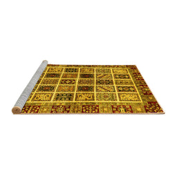 Sideview of Machine Washable Abstract Yellow Modern Rug, wshabs679yw