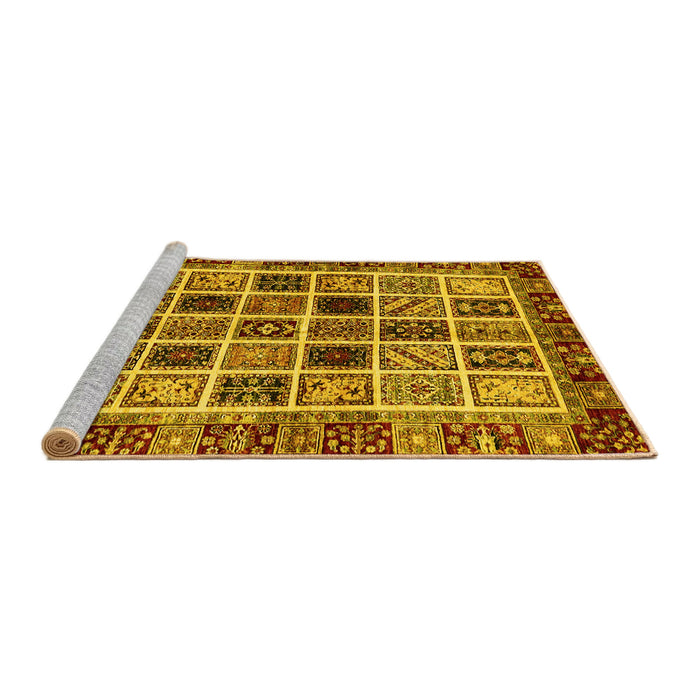 Sideview of Machine Washable Abstract Yellow Modern Rug, wshabs679yw