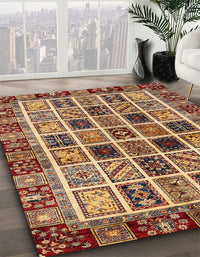 Abstract Saffron Red Modern Rug, abs679