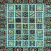 Square Abstract Light Blue Modern Rug, abs679lblu